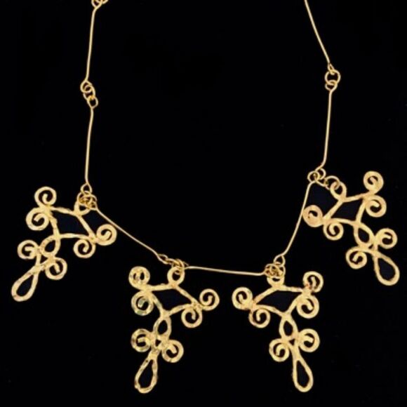 GREEK MUSEUM DESIGN HAND MADE GOLD METAL NECKLACE - Picture 1 of 3
